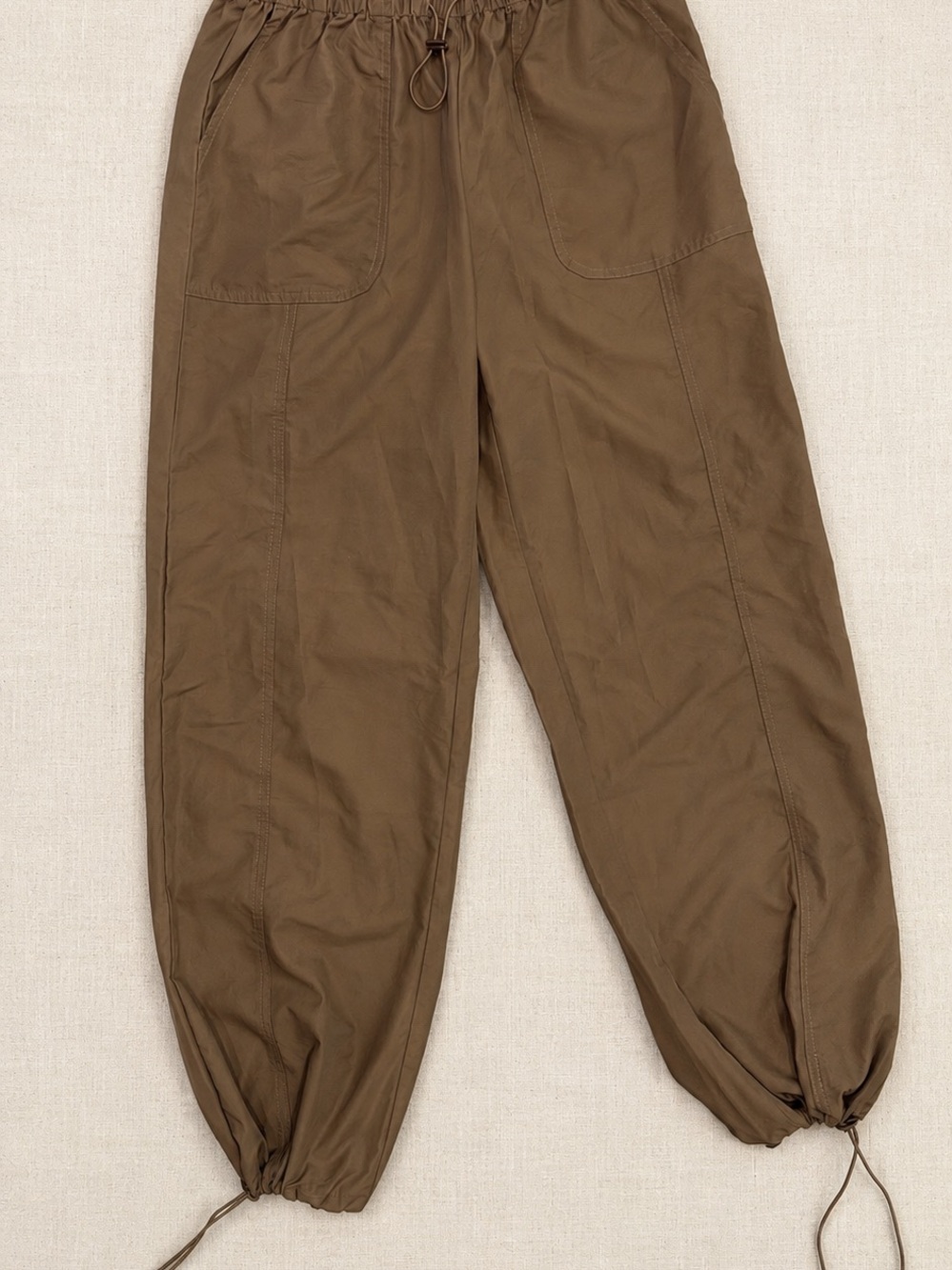 Drawstring Cargo Jogger Pants - Olive Brown